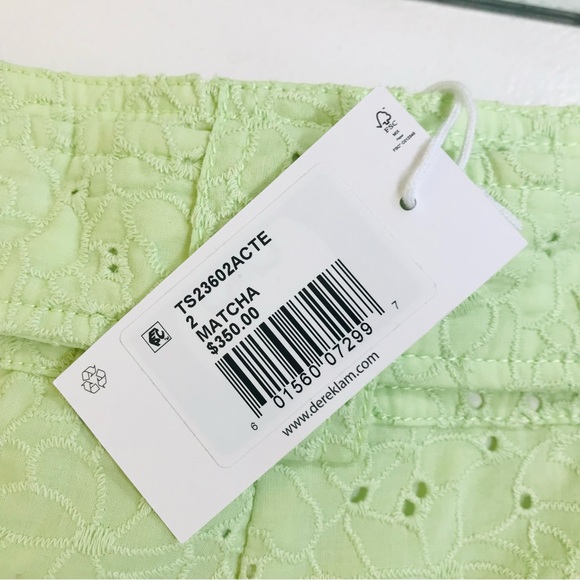 Derek Lam 10 Crosby Brat Green Eyelet Belted Shorts - Picture 15 of 16